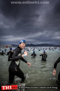 Gaël s'élance en dernier pour la natation triathlon de Cannes